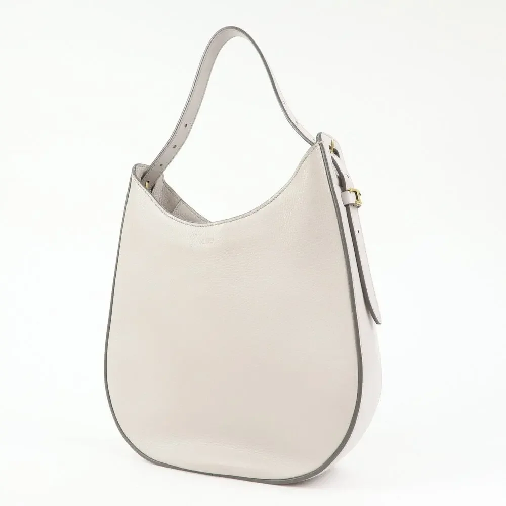 TOD'S OBOE Medium Leather Hobo Bag Hand Gray